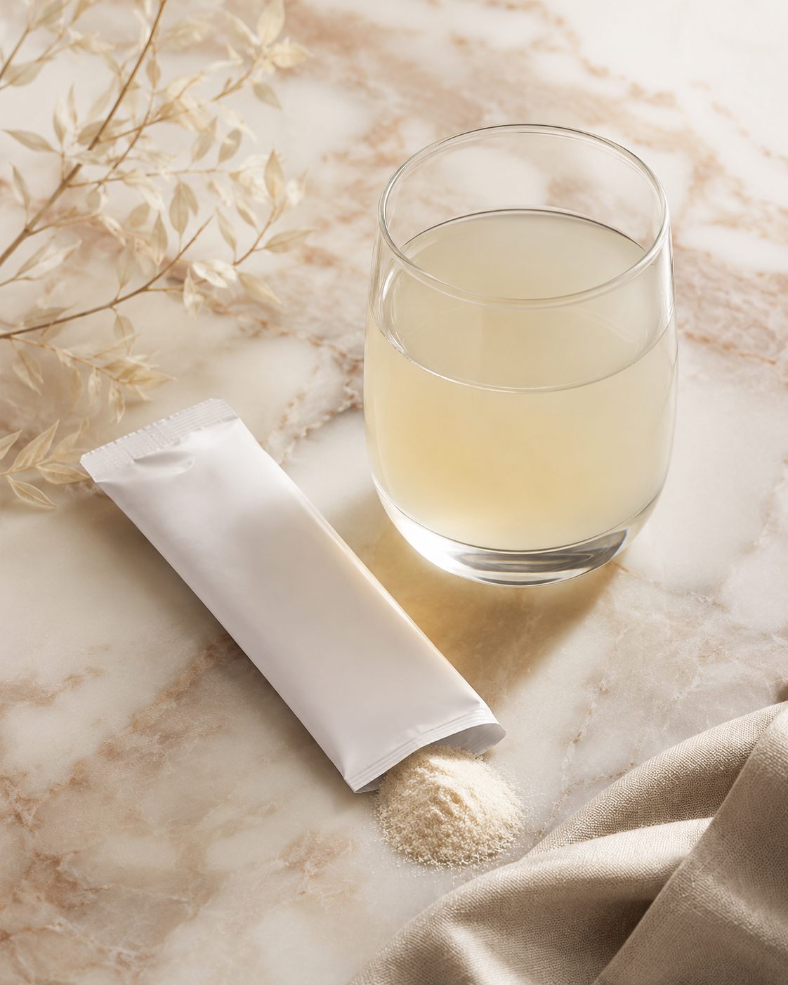 膠原蛋白胜肽粉末與沖泡飲品,保健食品代工示意